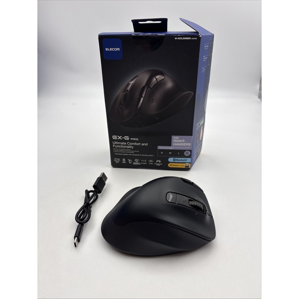 ELECOM EX-G PRO M-XGL50MBSKBK Ergonomic Bluetooth Wireless Mouse 8 Button XL